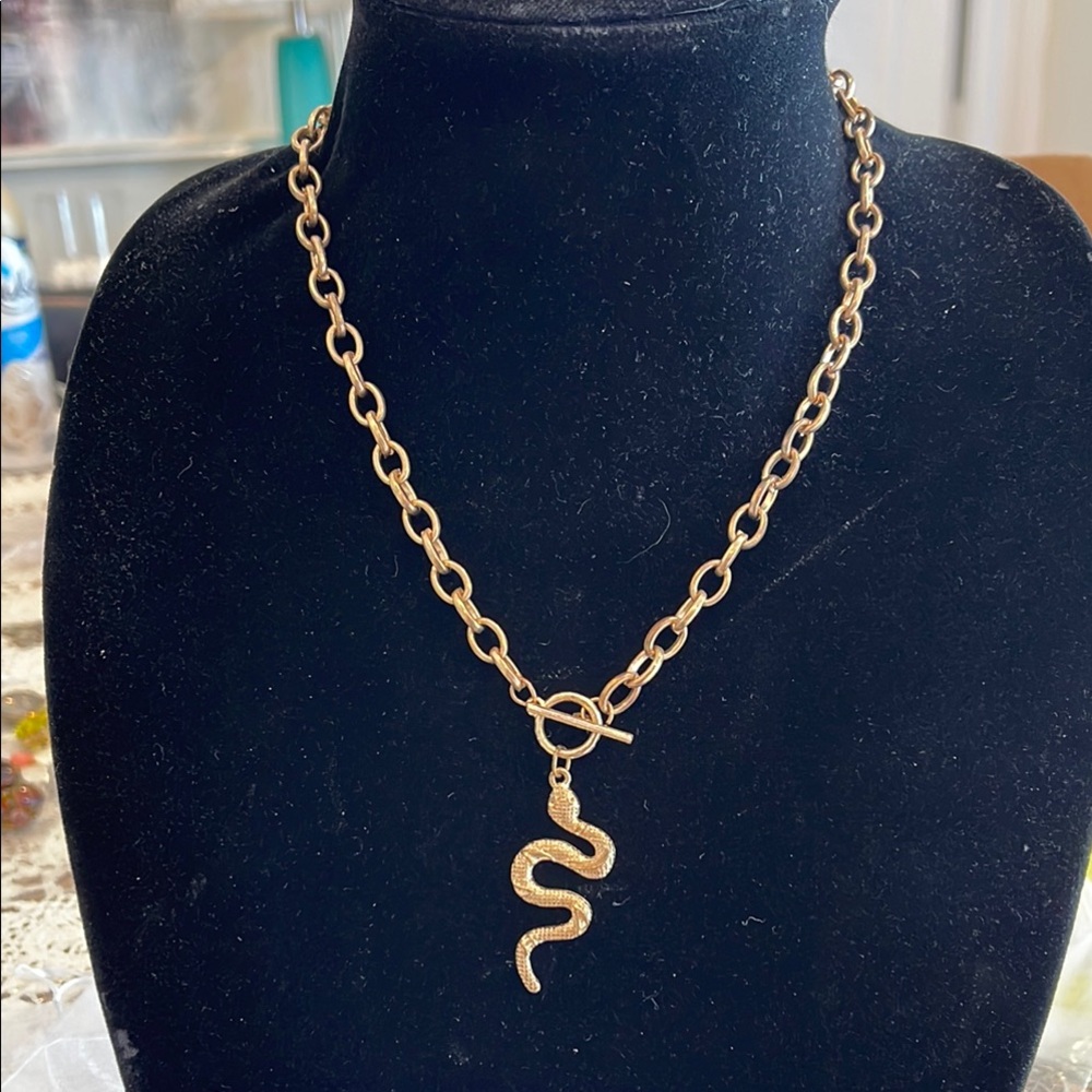 Gold Snake Pendant Necklace